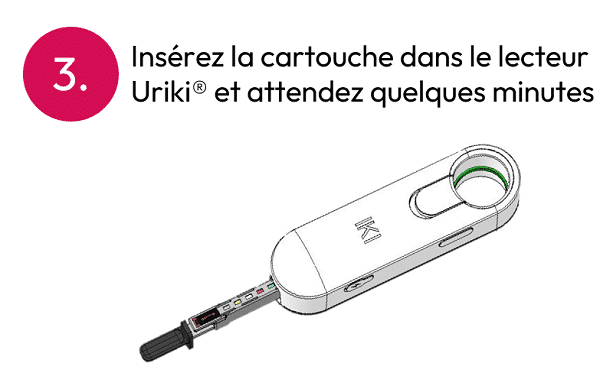 Étape 3 : insérez la cartouche dans le lecteur Uriki et attendez quelques minutes